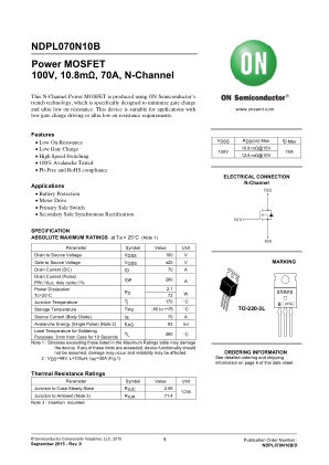 NDPL070N10B datasheet cover page