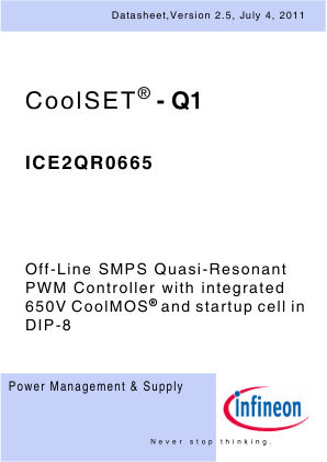ICE2QR0665 datasheet cover page