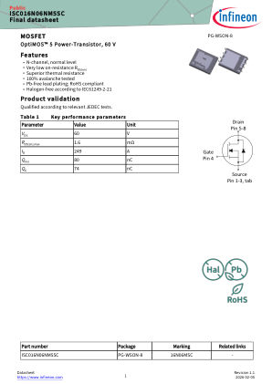 ISC016N06NM5SC datasheet cover page
