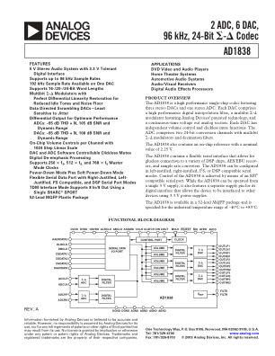 AD1838 数据手册首页