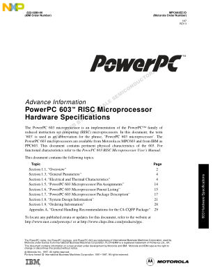 MPC603EC datasheet cover page