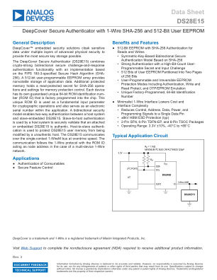 DS28E15 datasheet cover page