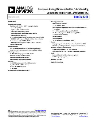 ADUCM320I 数据手册首页