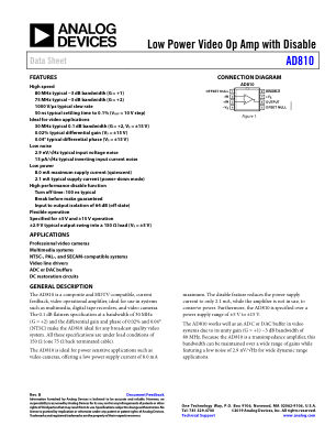 AD810 datasheet cover page