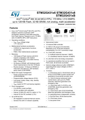 STM32G431x6-x8-xB 数据手册首页