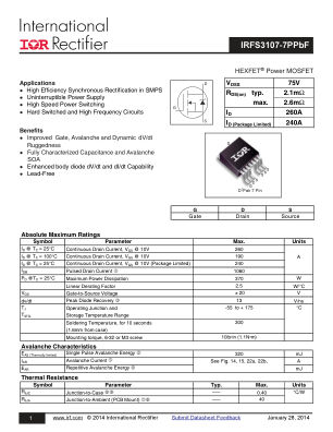 IRFS3107-7P 数据手册首页