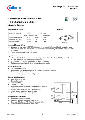 BTS740S2 datasheet cover page