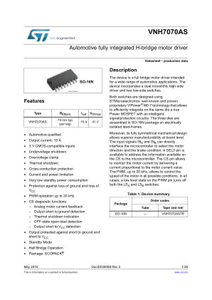 VNH7070AS 数据手册首页