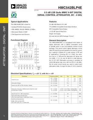 HMC542B datasheet cover page
