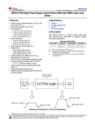 SN74LV1T08 datasheet cover page