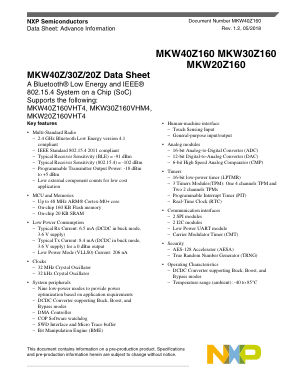 MKW40Z160 数据手册首页