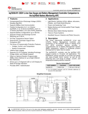 BQ78350-R1 datasheet cover page