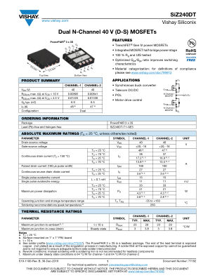 SIZ240DT 数据手册首页