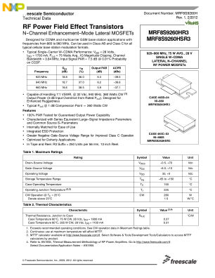 MRF8S9260H datasheet cover page