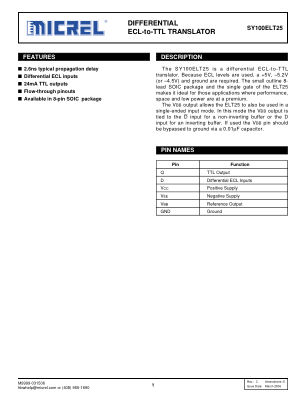 SY100ELT25ZG-TR datasheet cover page