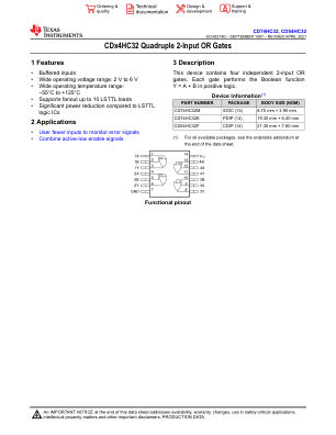 CD74HC32 datasheet cover page
