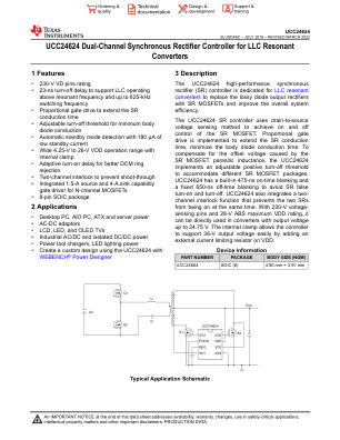 UCC24624 datasheet cover page