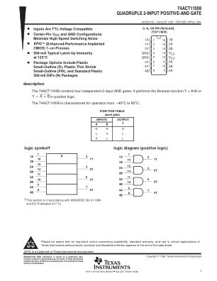 74ACT11008 数据手册首页