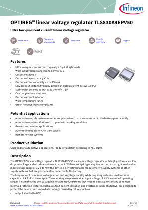 TLS830A4EPV50 datasheet cover page