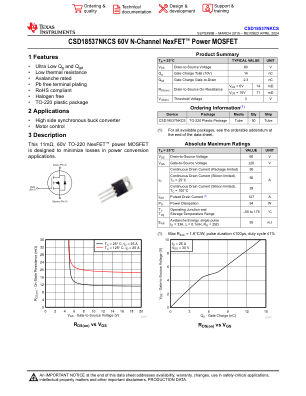 CSD18537NKCS datasheet cover page