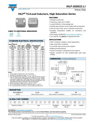IHLP-2020CZ-L1 datasheet cover page