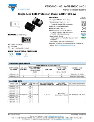 VESD01C1-HD1TOVESD33C1-HD1 数据手册首页