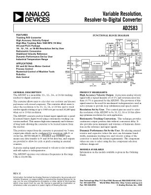 AD2S83 数据手册首页