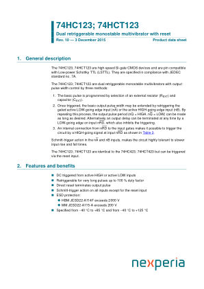 74HC123D datasheet cover page