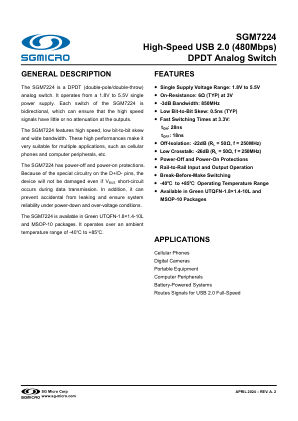 SGM7224-BRIEF datasheet cover page