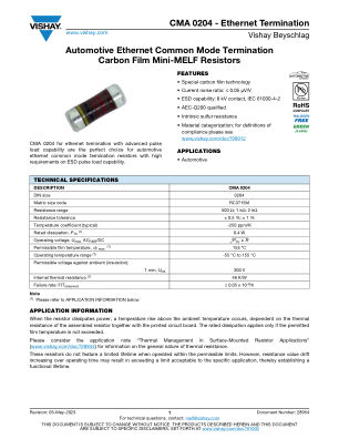 CMA0204ETHERNET 数据手册首页