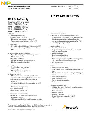 K51P144M100SF2V2 数据手册首页