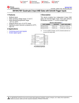 SN74HC7001 数据手册首页