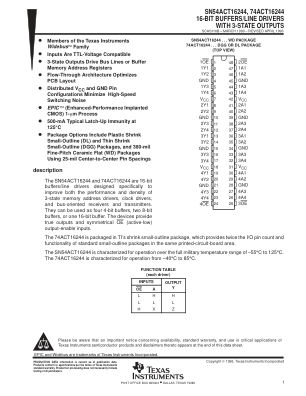 SN54ACT16244 datasheet cover page