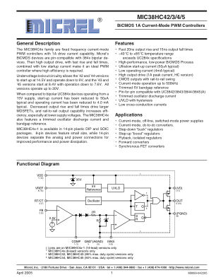 MIC38HC42-1YM datasheet cover page