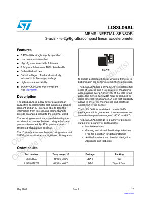 LIS3L06AL 数据手册首页