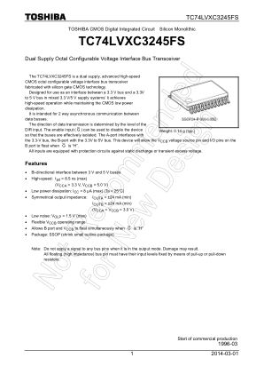 TC74LVXC3245FS datasheet cover page