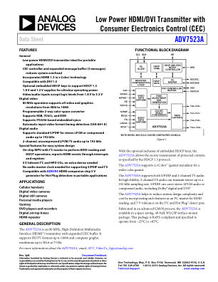 ADV7523A 数据手册首页