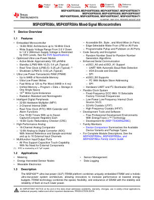 MSP430FR5847 datasheet cover page