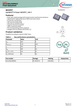 ISC019N10NM8SC datasheet cover page