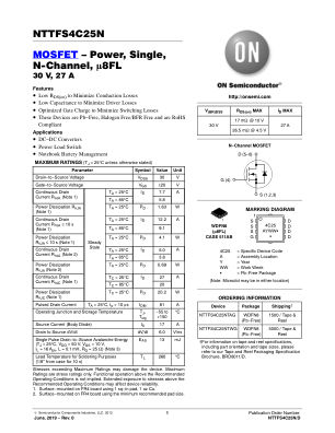 NTTFS4C25N 数据手册首页