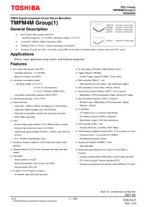 TMPM4MLFWAUG datasheet cover page