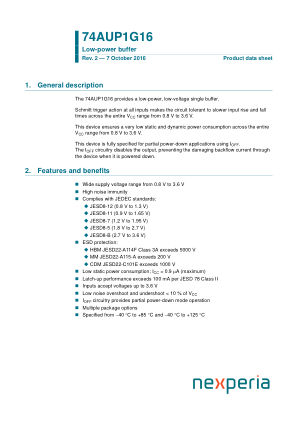 74AUP1G16GFH datasheet cover page