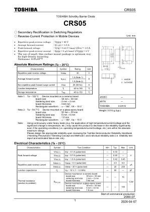 CRS05 datasheet cover page