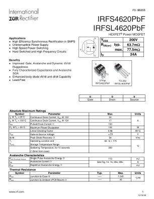 IRFS4620 数据手册首页