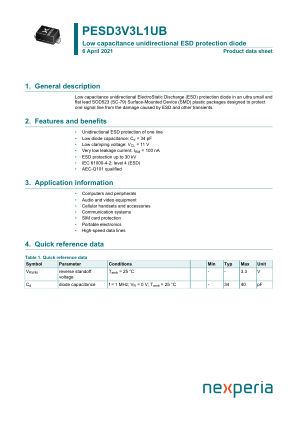 PESD3V3L1UB datasheet cover page