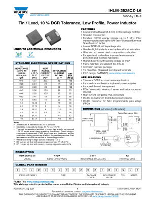 IHLM-2525CZ-L6 datasheet cover page