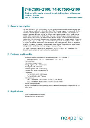 74HC595BQ-Q100 datasheet cover page