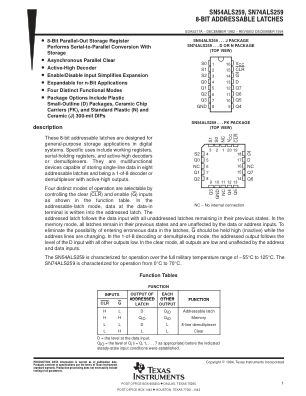 SN74ALS259 数据手册首页