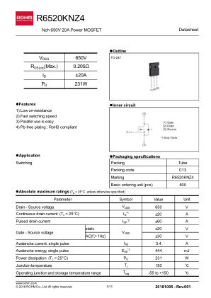 R6520KNZ4 数据手册首页