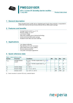 PMEG2010ER datasheet cover page